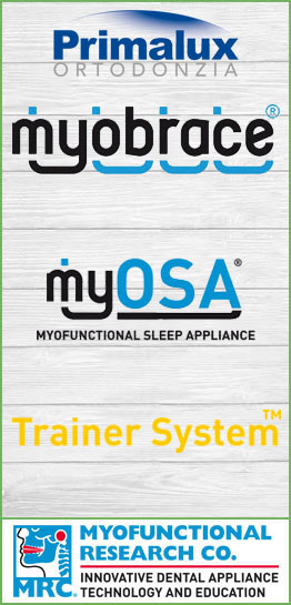 Linea completa dei prodotti Myofunctional Research Co. - MRC - Myobrace - myOSA - Trainer System 